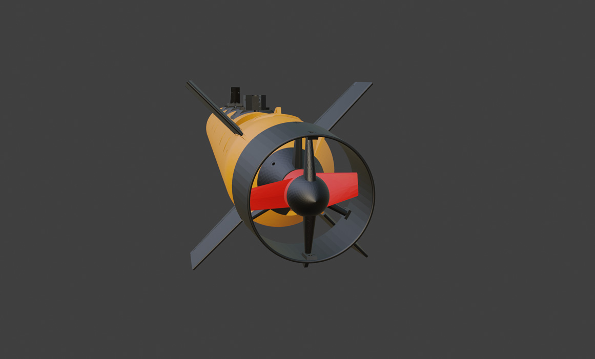 Side view of the E/Xplorer AUV 3D model