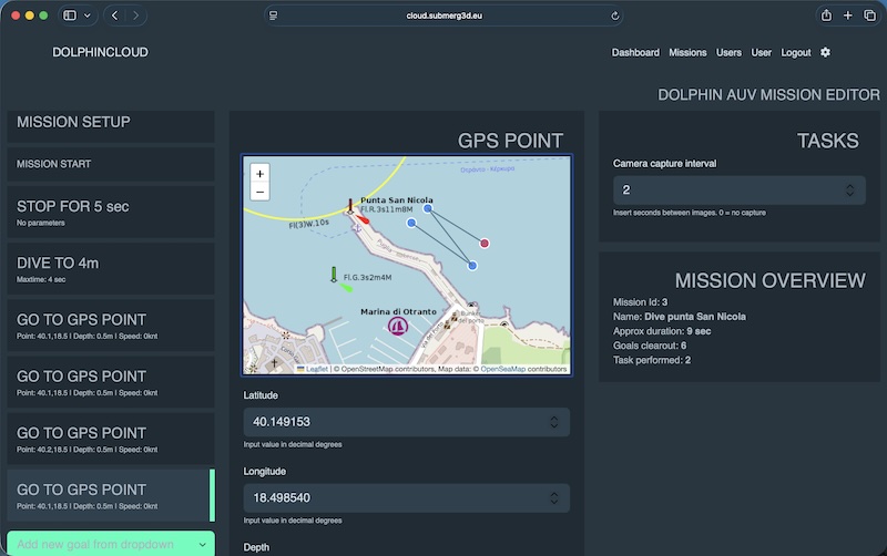 GPS point entry in Dolphin Cloud
