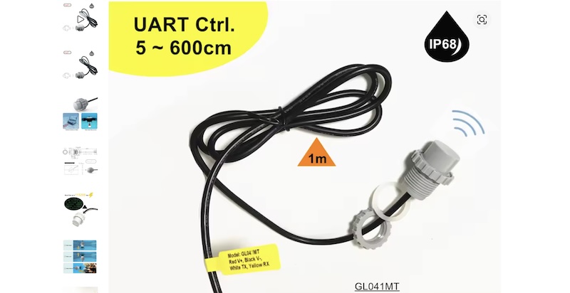 IP68 UART ultrasonic sonar sensor with cable